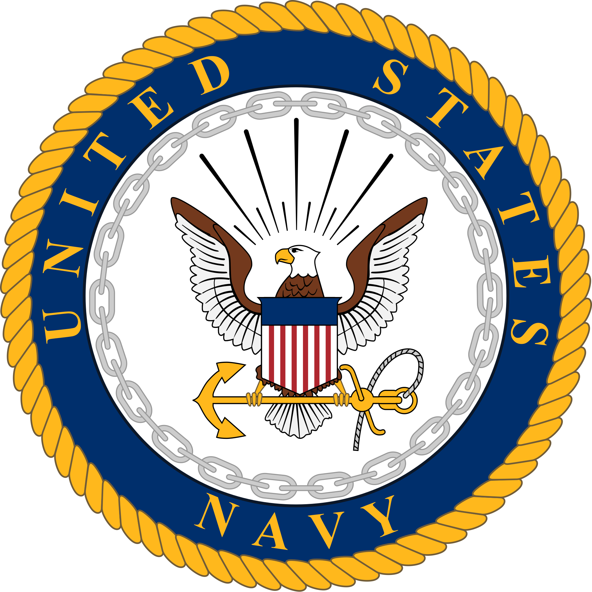 Emblem of the United States Navy featuring an eagle and anchor.